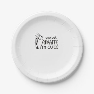 Prato De Papel Engraçado... aposte que a Girafa... eu sou bonita.