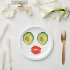 Prato De Papel Engraçado Avocado Face 4Frances