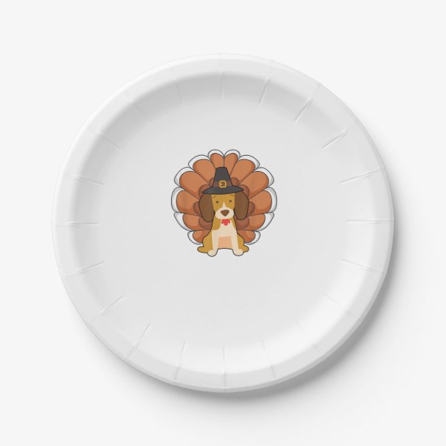 Prato De Papel Engraçado Beagle Turquia Engraçado Dog Tee (Frente)