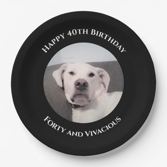 Prato De Papel Engraçado Cachorro Branco Engraçado aniversário de (Frente)
