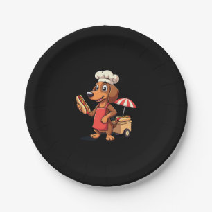Prato De Papel Engraçado Dachshund Cachorro Weenie Sausage Sanduí