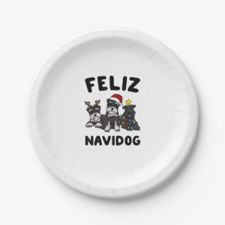 Prato De Papel Engraçado Feliz Navidog Miniature Schnauzer, amant