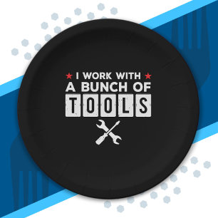 Prato De Papel Engraçado Handyman Carpenter Gift - Eu Trabalho Co