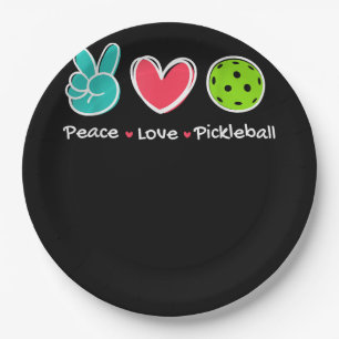 Prato De Papel Engraçado Pickleball Court de Amor pela Paz Jogar