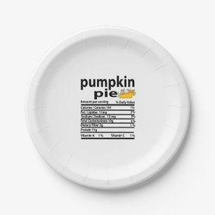 Prato De Papel Engraçado Pumpkin Pie Nutrition Fact para Ação de 