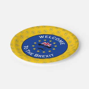 Prato De Papel Engraçado Vetor de Brexit da União Europeia Amarel