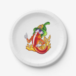 Prato De Papel Engraçados E Orgulhosos Chili Em Fogo Dá Mãos