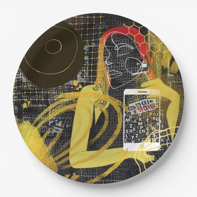 Prato De Papel Enviando mensagens para amigos (Frente)