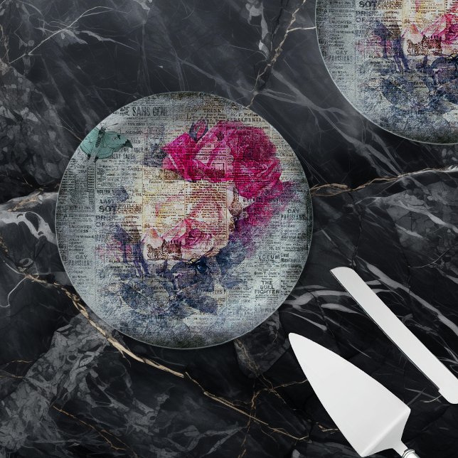 Prato De Papel Ephemera Floral Butterfly Newsprint (Criador carregado)