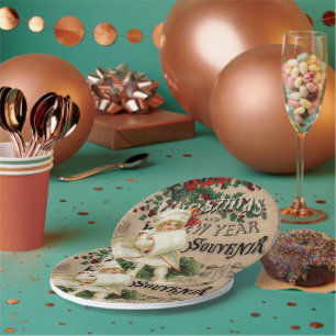 Prato De Papel Ephemera Natal Ano Novo Poster de Souvenir