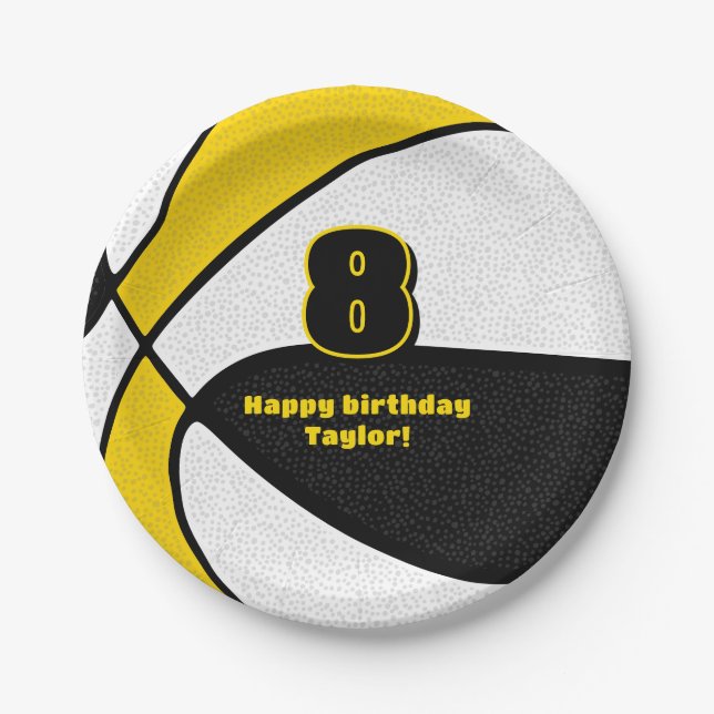 Prato De Papel equipe de basquetebol em ouro negro é a festa espo (Frente)