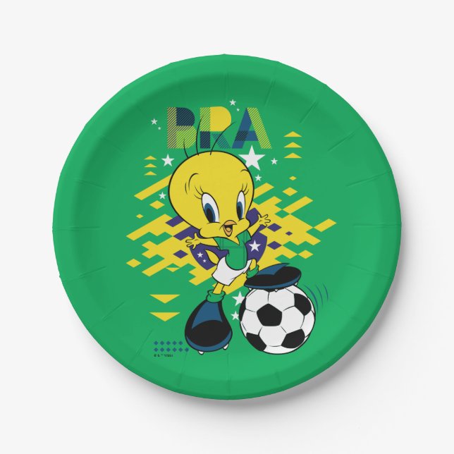 Prato De Papel Equipe Gráfica do TWEETY™ Futebol Brasil (Frente)