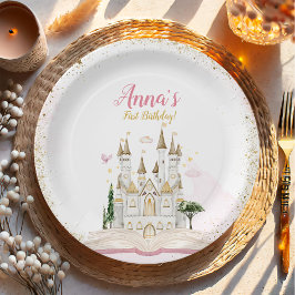 Prato De Papel Era Uma Vez Princesa Festa de 1º Aniversário