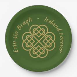 Prato De Papel Erin Go Bragh Ouro Trevo Céltico 