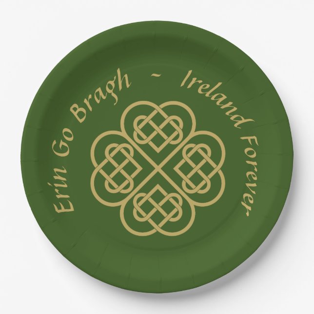 Prato De Papel Erin Go Bragh Ouro Trevo Céltico  (Frente)
