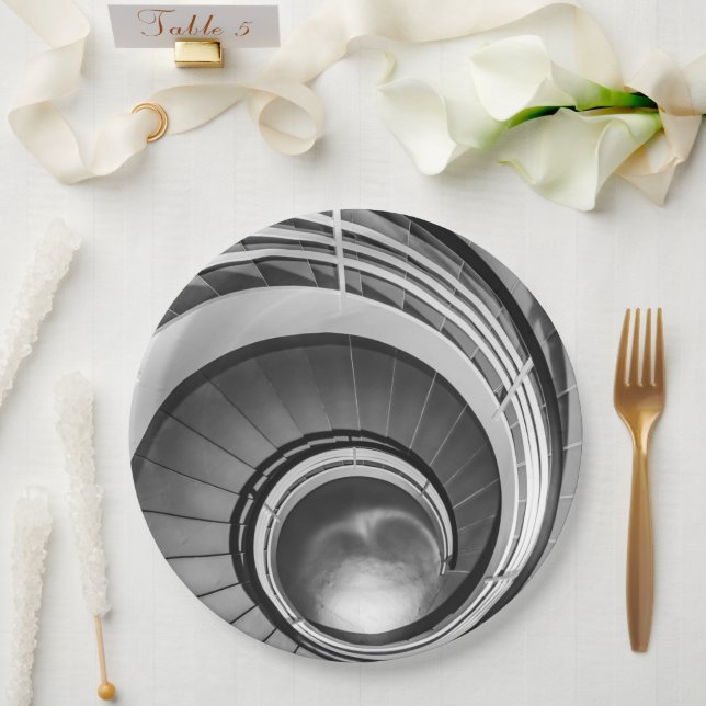 Prato De Papel Escada Circular BW (Casamento)