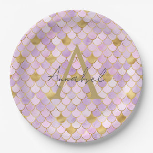 Prato De Papel Escalas de Lilac e Sereia Dourada personalizadas