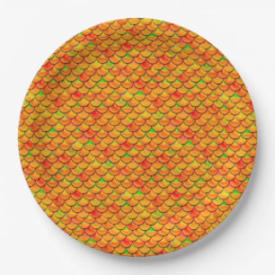 Prato De Papel Escalas laranja e verde de queda