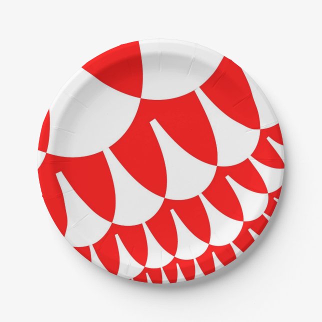 Prato De Papel Escalas Vermelhas e Brancas (Frente)