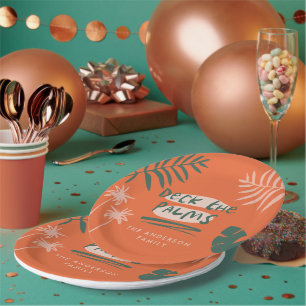 Prato De Papel Escapar as palmas Natal, um único e tropical