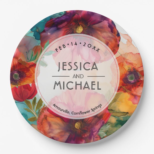 Prato De Papel Escarlet Elegância Petal (Frente)