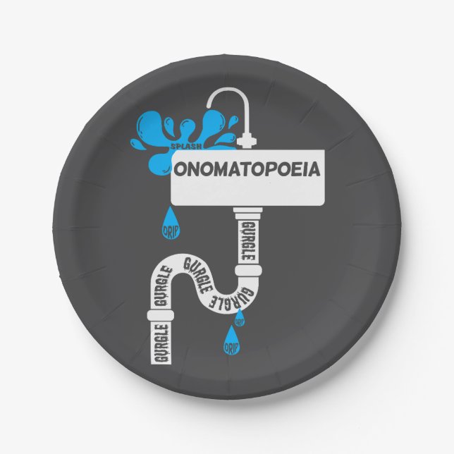 Prato De Papel Escrevendo criativo ou poesia da nomatopoeia (Frente)