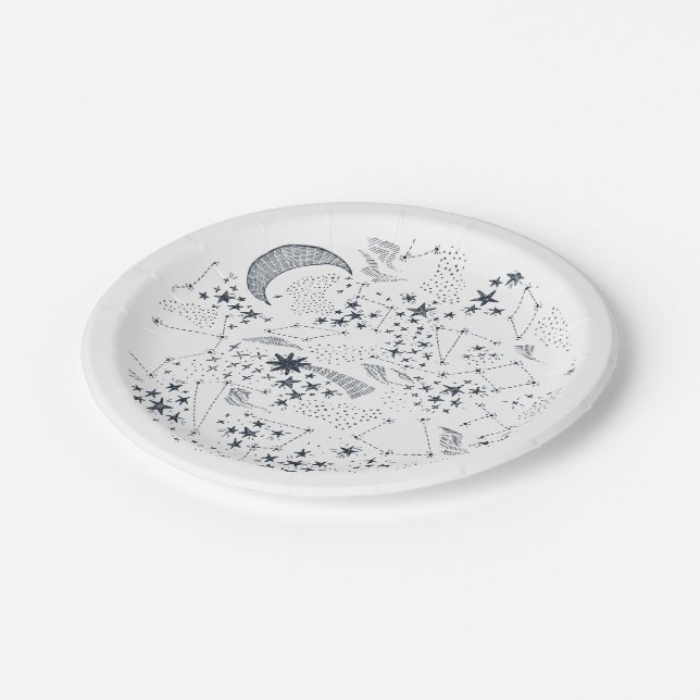 Prato De Papel Escrito na constelação de estrelas (Inclinado)