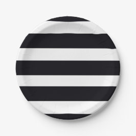 Prato De Papel Escuro Clássico Moderno Elegante Preto e Branco co