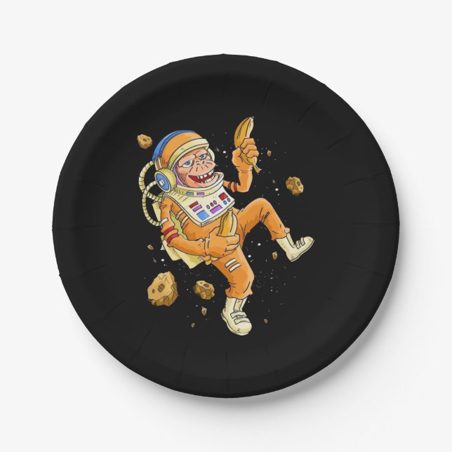 Prato De Papel Espaço do macaco astronauta (Frente)
