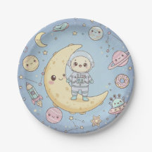 Espaço Kawaii Fofo - Astronauta e Lua Sorridente
