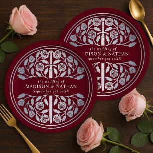 Prato De Papel Espada Medieval Real Prata Casamento Royal