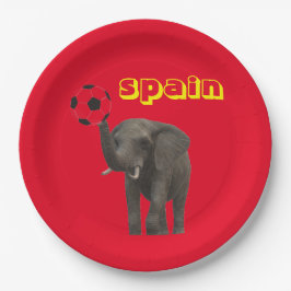 Prato De Papel Espanha Elefante Futebol Vermelho Amarelo Moderno