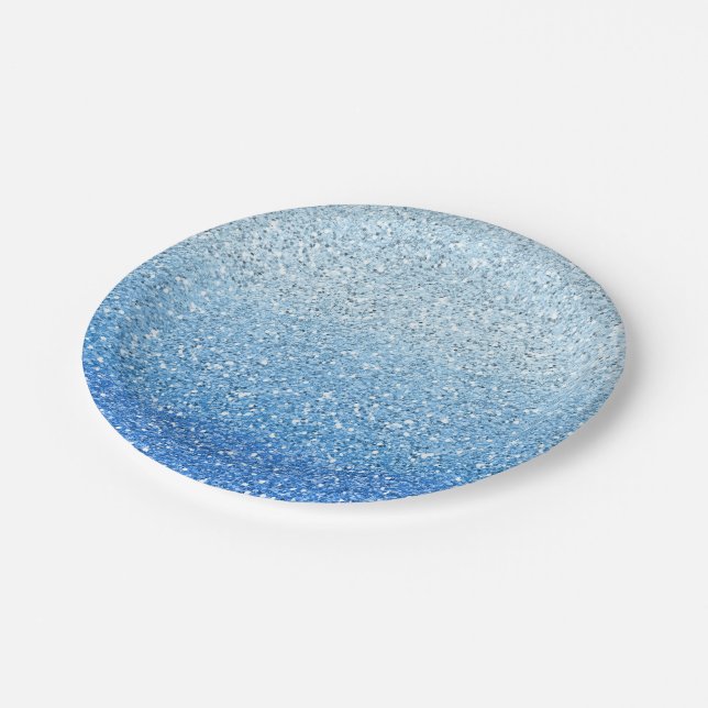 Prato De Papel Espectro azul Glittery de Ombre (Inclinado)