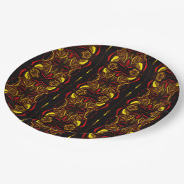 Prato De Papel Espelhamento de traços curvos de ouro vermelho com