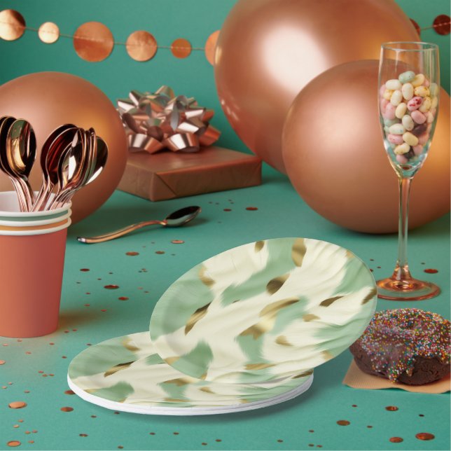 Prato De Papel Espingarda branca Dourada verde-mint (Múltiplo)