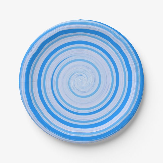 Prato De Papel Espiral branca e azul (Frente)