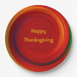 Prato De Papel Espiral Geométrica Circular de Ação de Graças