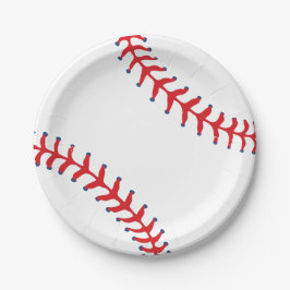 Prato De Papel Esportivo-Béisbol Clássico Vermelho e Branco Temát
