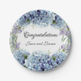 Prato De Papel Esqueça-Me-Não Flores Aquarela Elegante