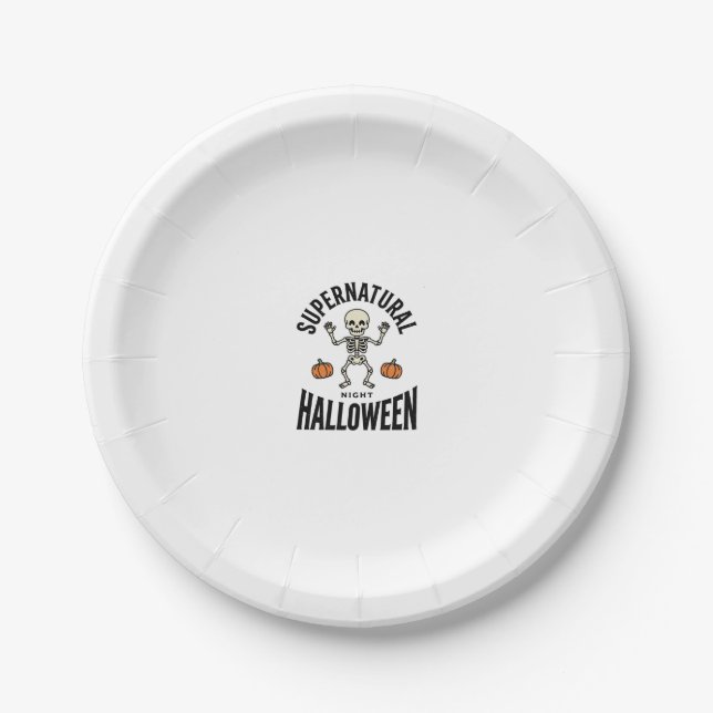 Prato De Papel Esqueleto de Halloween Supernatural Engraçado Vint (Frente)