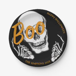 Prato De Papel Esqueleto engraçado Boo! Festa de casa do Hallowee