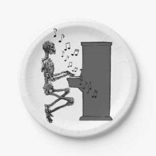 Prato De Papel Esqueleto que joga a música do piano engraçada