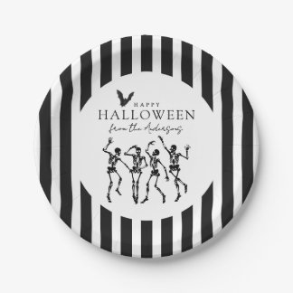 Prato De Papel Esqueletos Dançantes Modernos Feliz Halloween