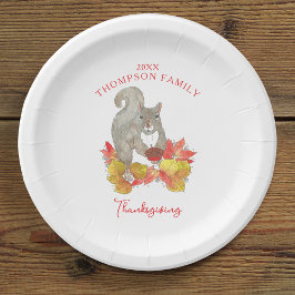 Prato De Papel Esquilo com Pecan Pie Dessert de Ação de Graças