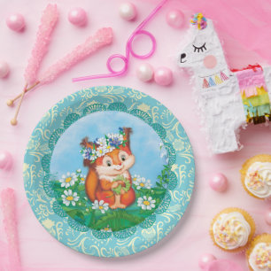 Prato De Papel esquilo laranja