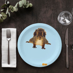 Prato De Papel Esquilo vermelho-nódoo na neve