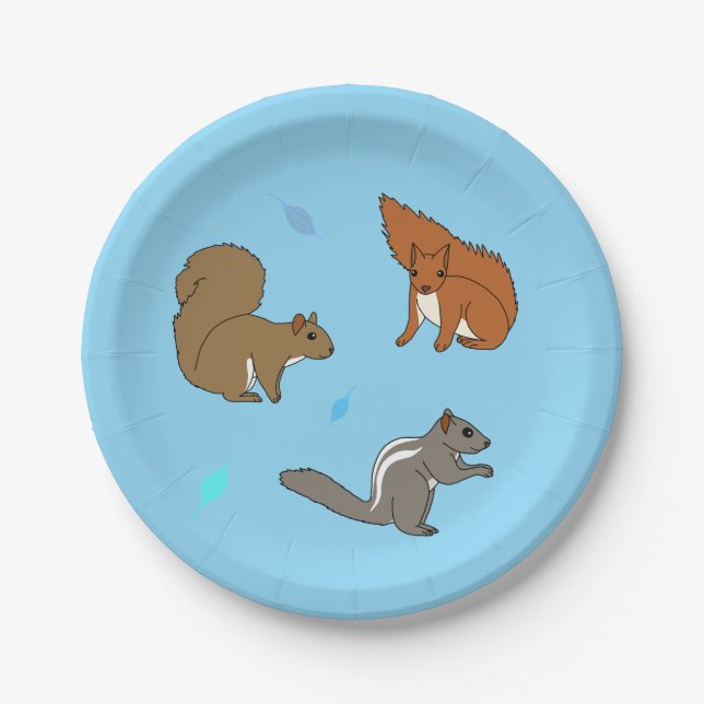 Prato De Papel Esquilos Azuis (Frente)