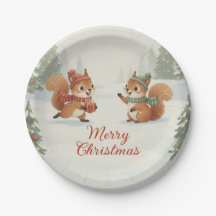 Esquilos Brincalhões na Floresta de Inverno de Nat