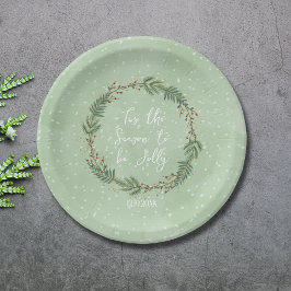 Prato De Papel "Esta é a estação de natal Wreath Watercolor