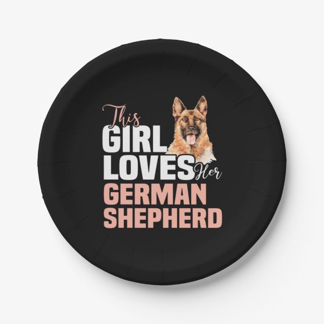 Prato De Papel Esta Menina Ama O German shepherd (Frente)